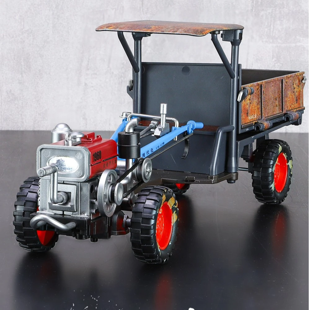 1/24手扶拖拉机合金仿真声光转向滑行车模型儿童玩具男孩摆件批发