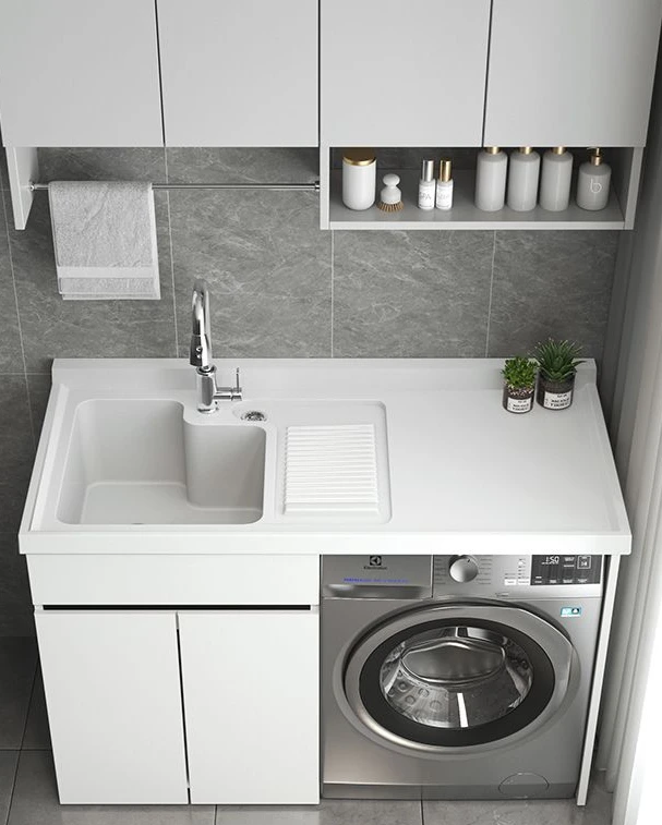 阳台柜柜子家用洗衣柜全铝洗衣机柜1.2米*70，阳台洗衣机柜一体盆