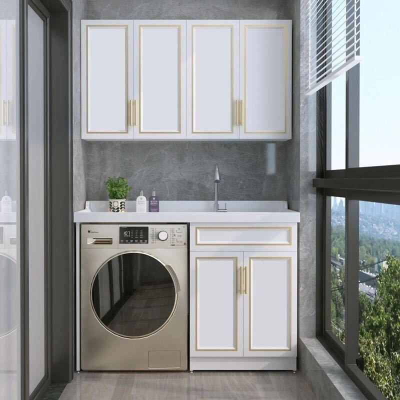全铝一体定制1.3米台盆一体60洗衣机脸盆阳台洗衣机柜一体盆