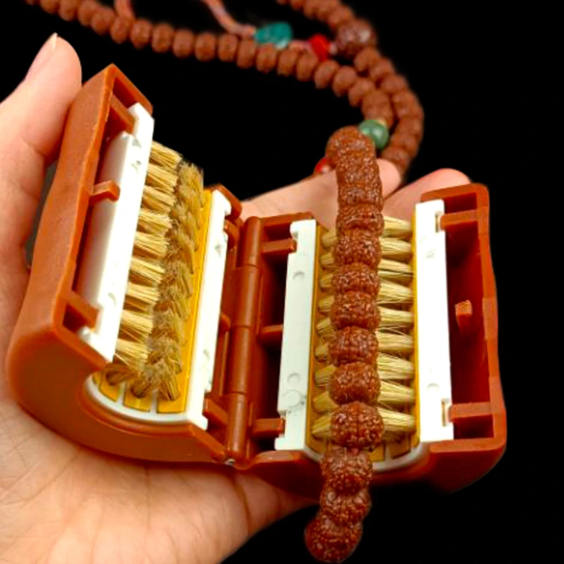 文玩Q弹刷子懒人刷串神器艺刷手持便携式猪鬃毛小金刚刷圆弹簧刷