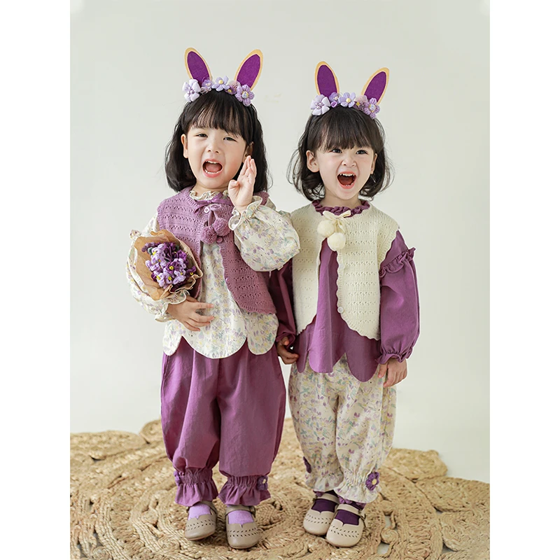【裤子】幼悠女童春秋 休闲洋气立体花朵秋季裤子Q2204