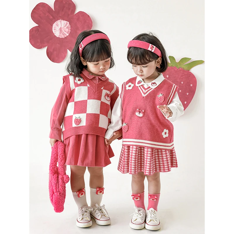 【清】【草莓熊/衬衫】YOYO儿童春秋贴布绣 针织粉嫩草莓熊系列Q2550