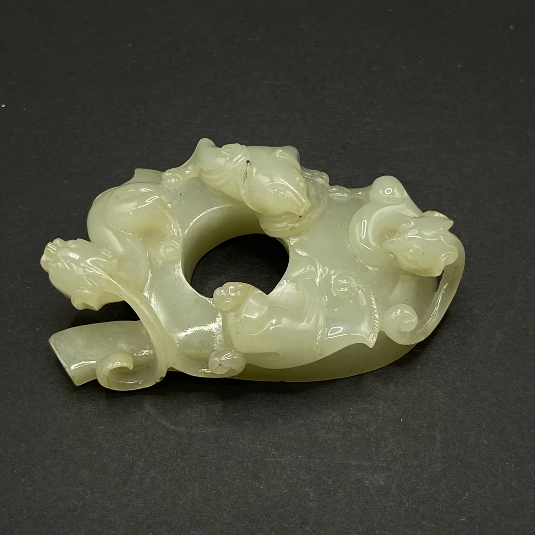 清中期玉龙纹鸡心佩088867/收藏/传承/【友谊文物商店】