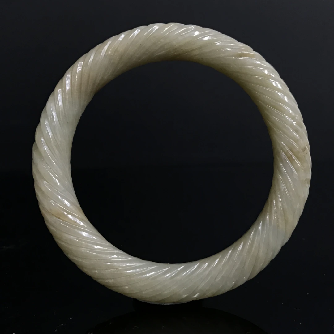清早期和田玉绞丝纹镯/440897/收藏/传承/【友谊文物商店】