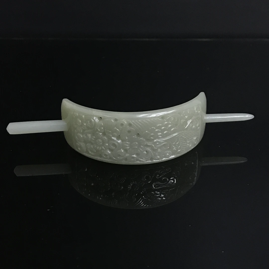 清代和田玉凤穿牡丹发冠/505278/收藏/传承/【友谊文物商店】