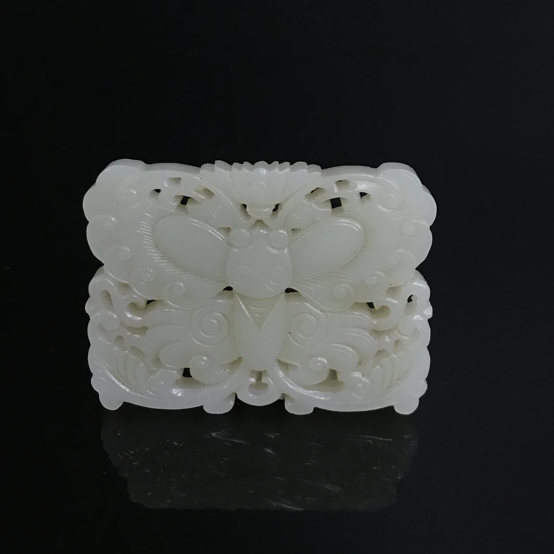 清中期和田玉花蝶佩/508508/收藏/传承/【友谊文物商店】