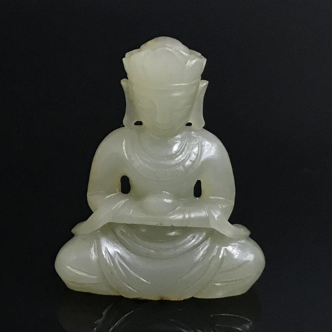 清代和田玉坐佛/466529/收藏/传承/【友谊文物商店】