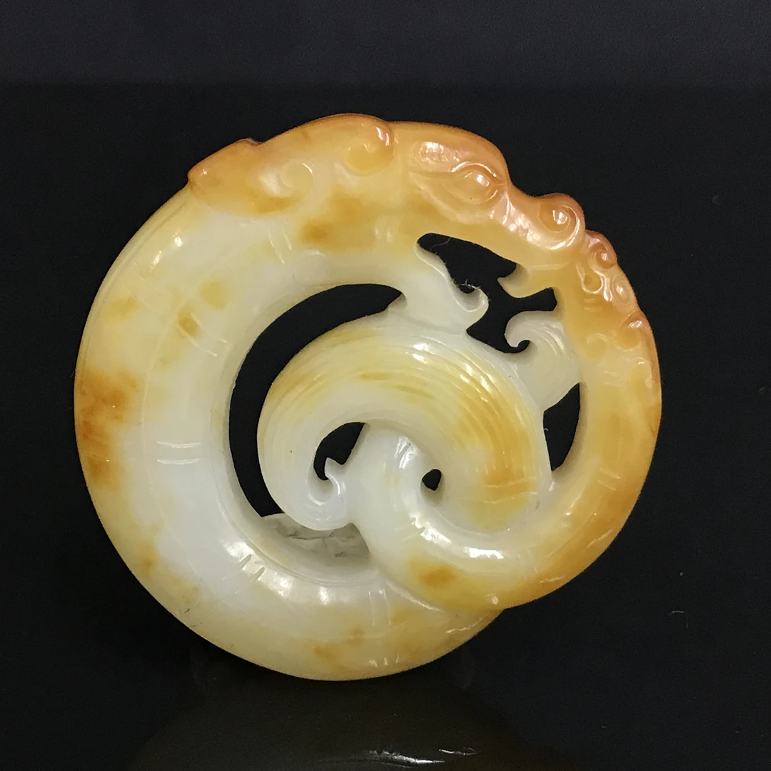 清中期和田玉苍龙教子佩/348552/收藏/传承/【友谊文物商店】