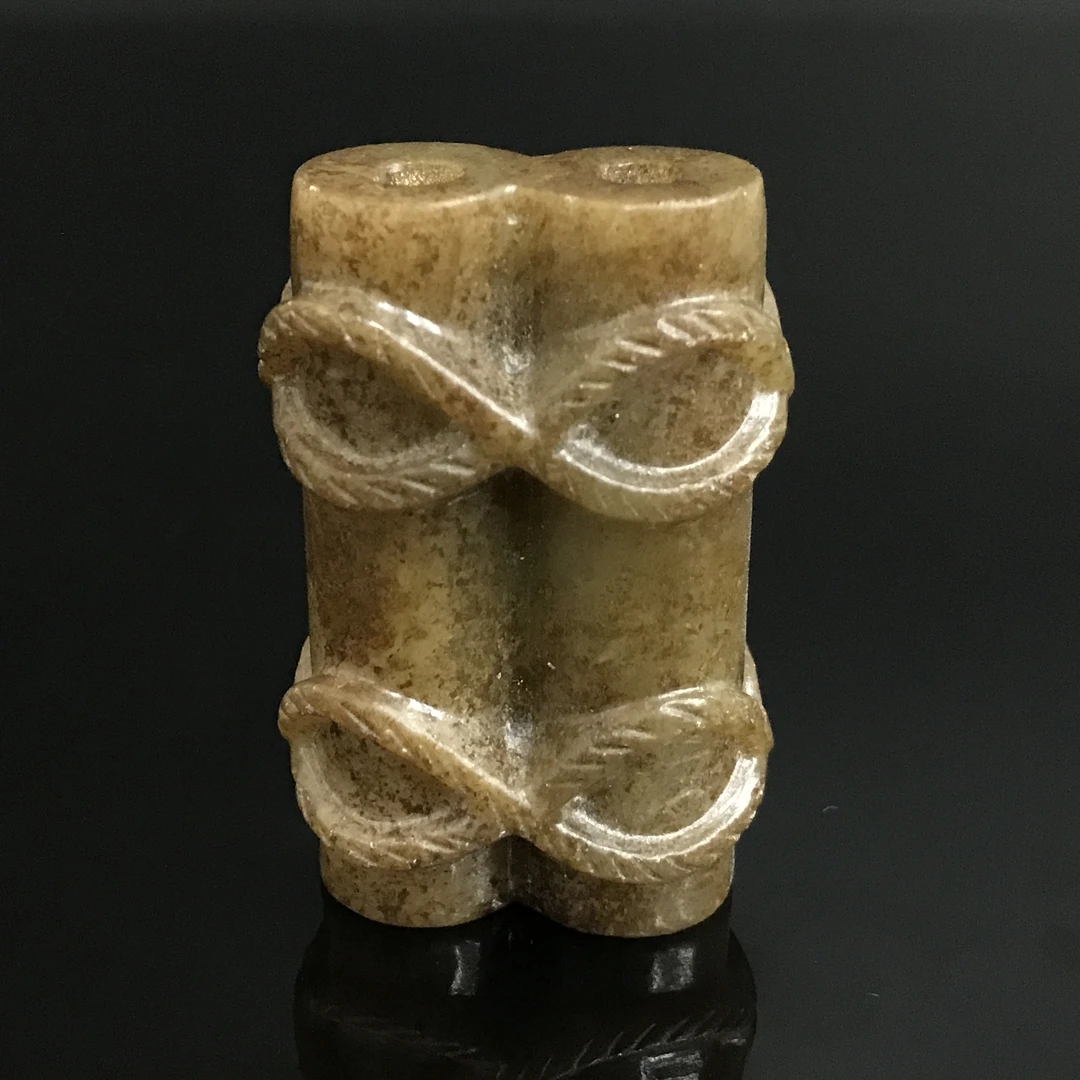 明代和田玉绳纹双联佩/466536/收藏/传承/【友谊文物商店】