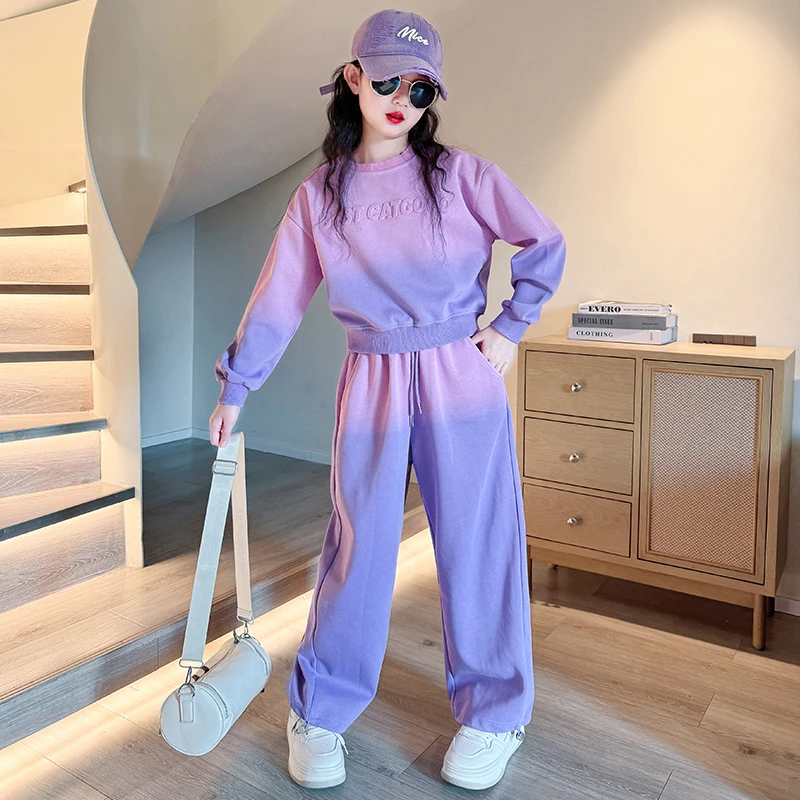 女童卫衣套装秋装2024新款儿童时髦洋气童装中大童网红运动两件套