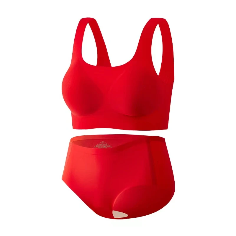 2363#清仓大码云朵无钢圈聚拢透气无痕舒适胸大显小裸感内衣套装