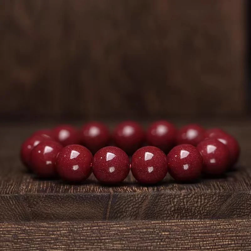 含辰砂工艺品紫金砂素圈朱砂手串正品保障