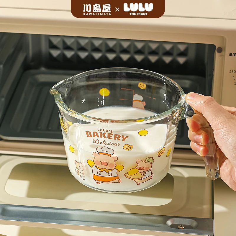 川岛屋&LuLu猪联名 玻璃量杯带刻度食品级耐高温厨房烘焙打蛋杯子