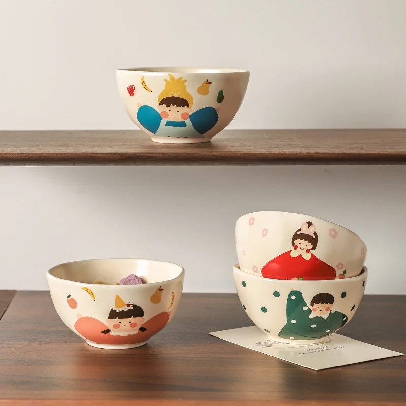 川岛屋一家三口四口饭碗家用情侣米饭碗陶瓷儿童碗个人专用亲子碗