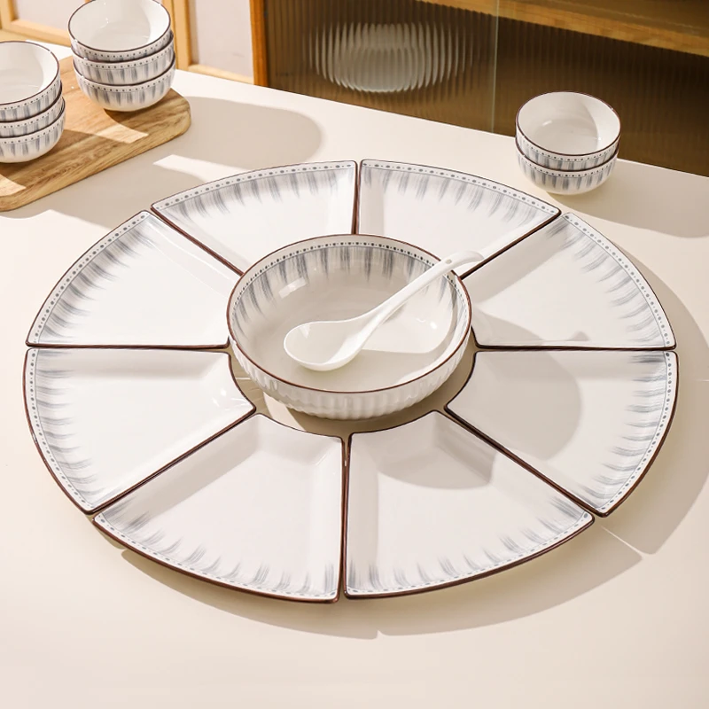 川岛屋团圆拼盘餐具组合家用2025新款年夜饭家庭扇形盘子菜盘碗碟