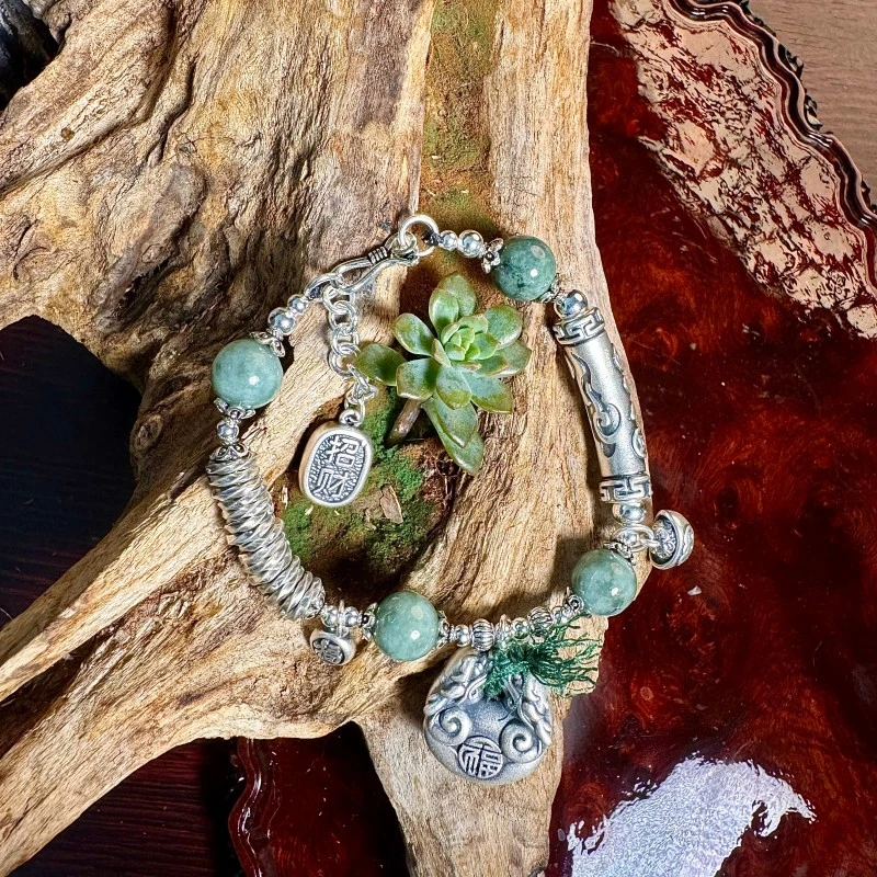 925银手链 手链ins小众设计文玩手串女士盘缠手链招财手串