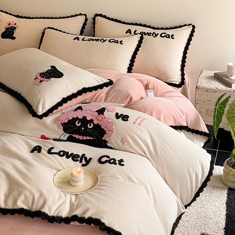 牛奶绒四件套珊瑚绒秋冬季加厚加绒床单被套床笠款法兰绒床上用品