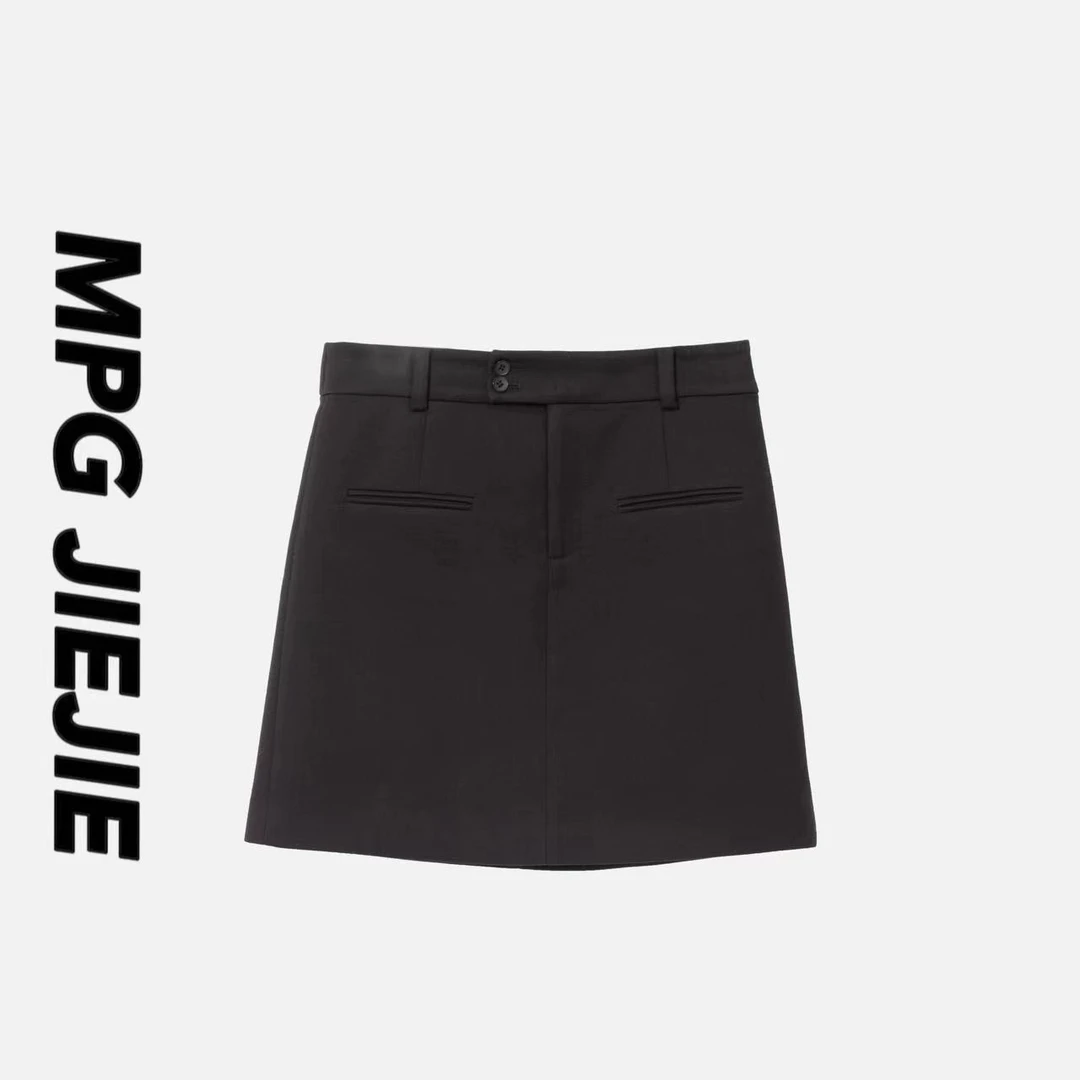 MPGJIEJIE【赫本即视感】西装半裙黑色时尚休闲百搭夏季显瘦半身裙