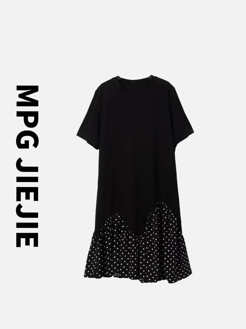 MPG JIEJIE【波点少女心】2024女装连衣裙气质时尚休闲蕾丝夏季黑色