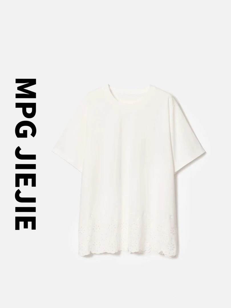 MPG JIEJIE 【赫拉小姐】24潮流时尚半袖显瘦黑色宽松气质设计感T恤