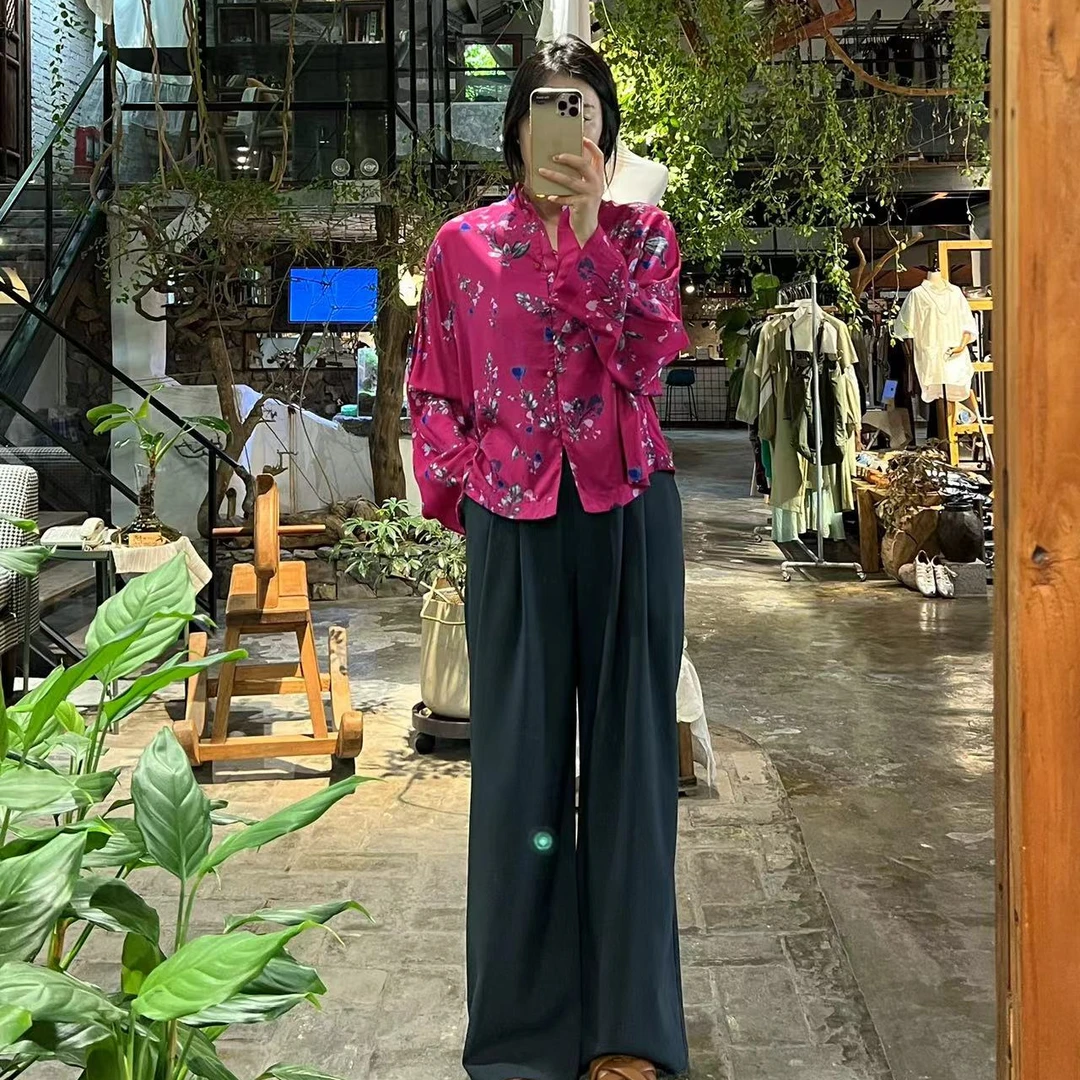 国风复古中式花衬衫