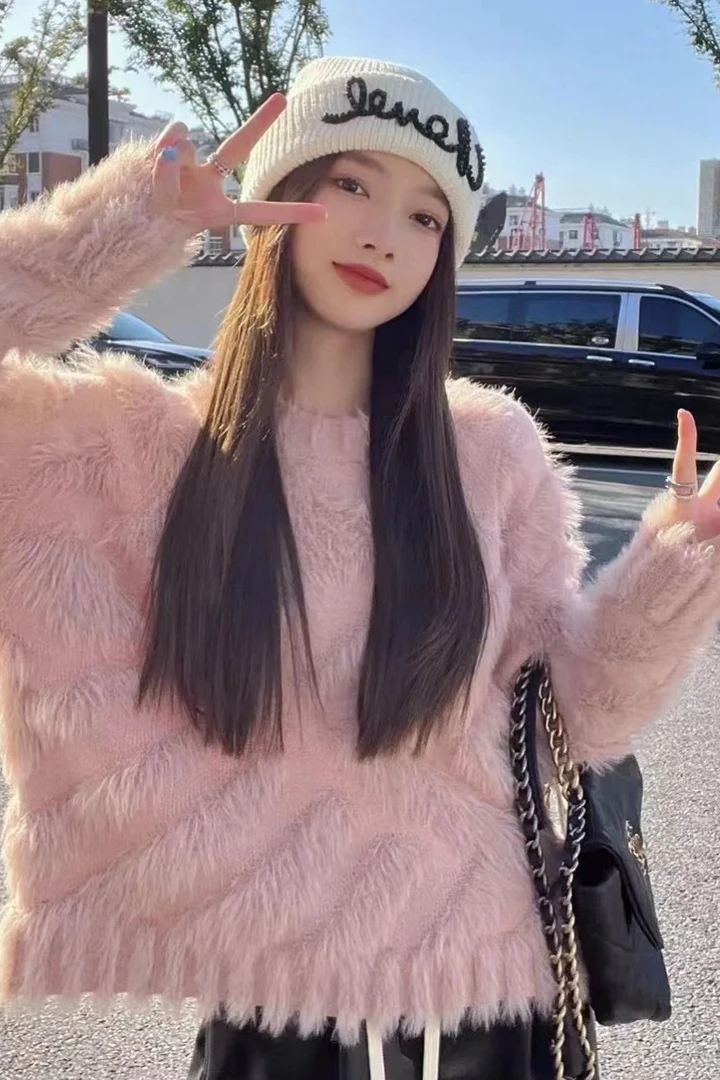 设计感小众慵懒风毛衣女高级感超好看韩系宽松外穿套头上衣