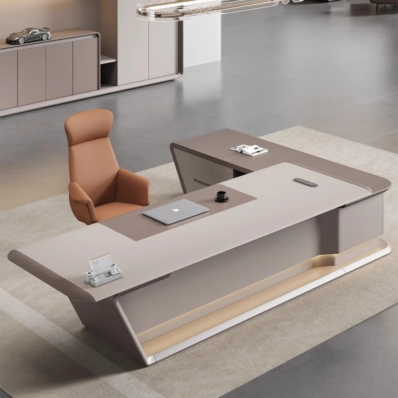 老板桌椅组合简约现代轻奢高级感烤漆大班台董事长总裁高档办公桌