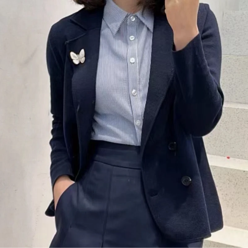 【湘姐推荐】3002设计师款秋冬精仿绵羊毛针织开衫中厚款外套潮女