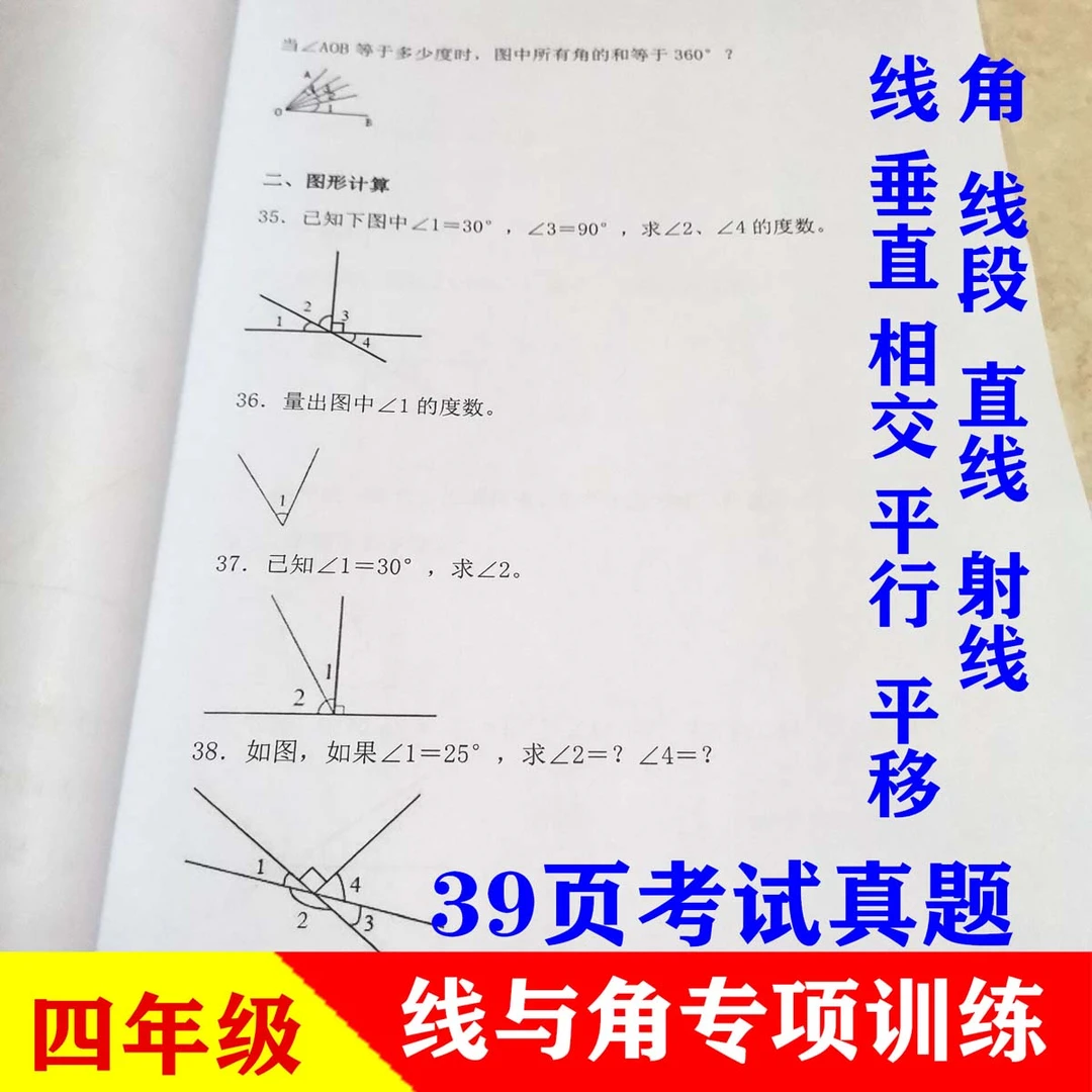419北师大版四年级上册线与角直射线段角的度量相交垂直平移练习
