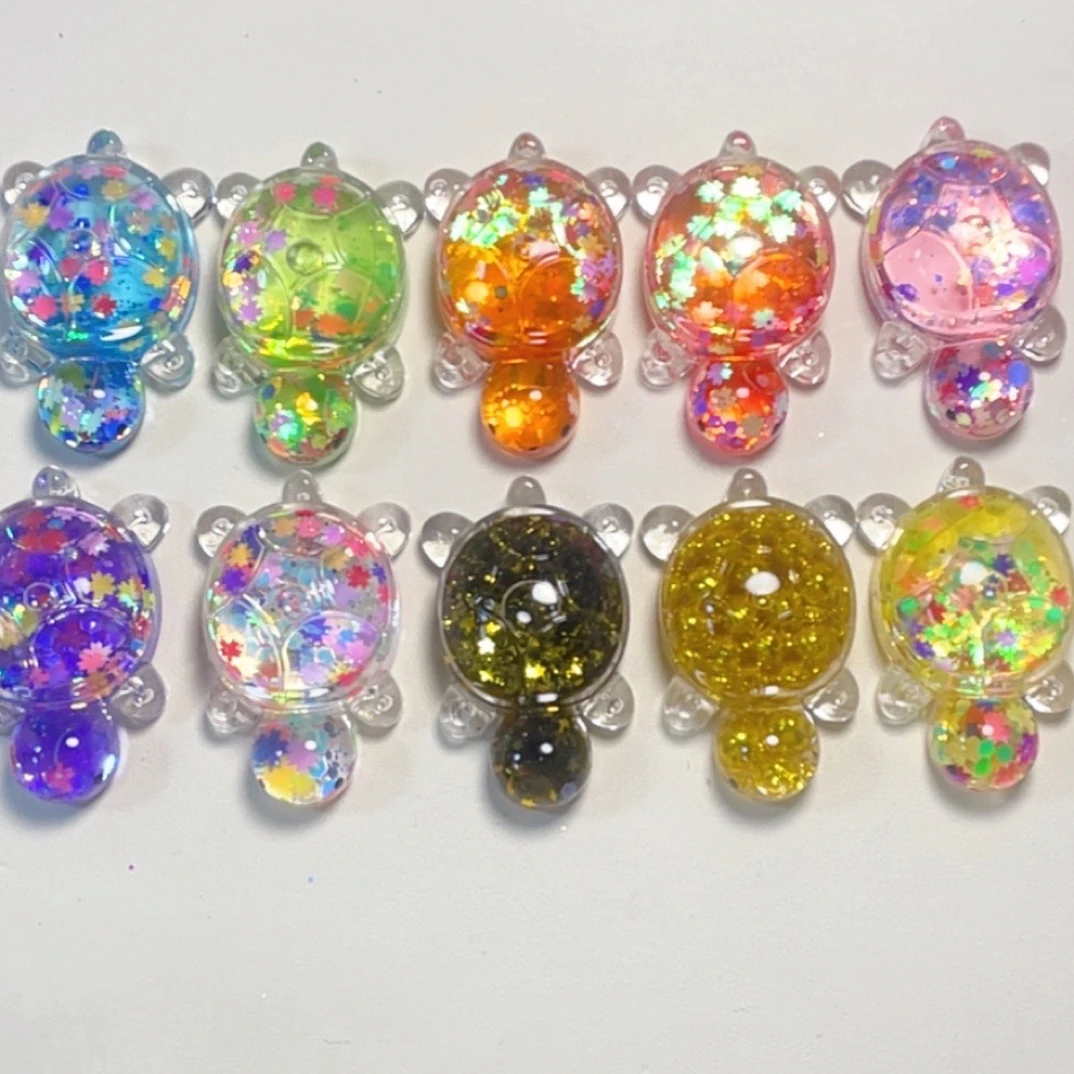 【9宫格】6.8cm流沙乌龟树脂贴片手工夜光摆件材料奶油卡通手机diy
