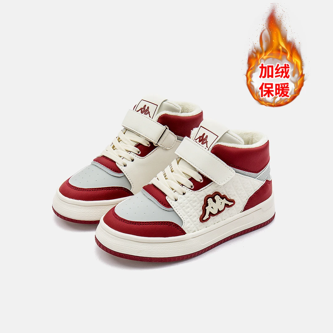 卡帕新款冬季加绒高帮运动板鞋