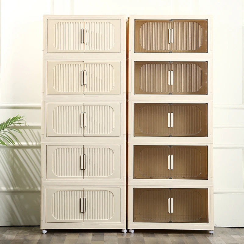 70【55面宽】折叠免安装收纳柜奶油黄储物柜家用童衣整理柜