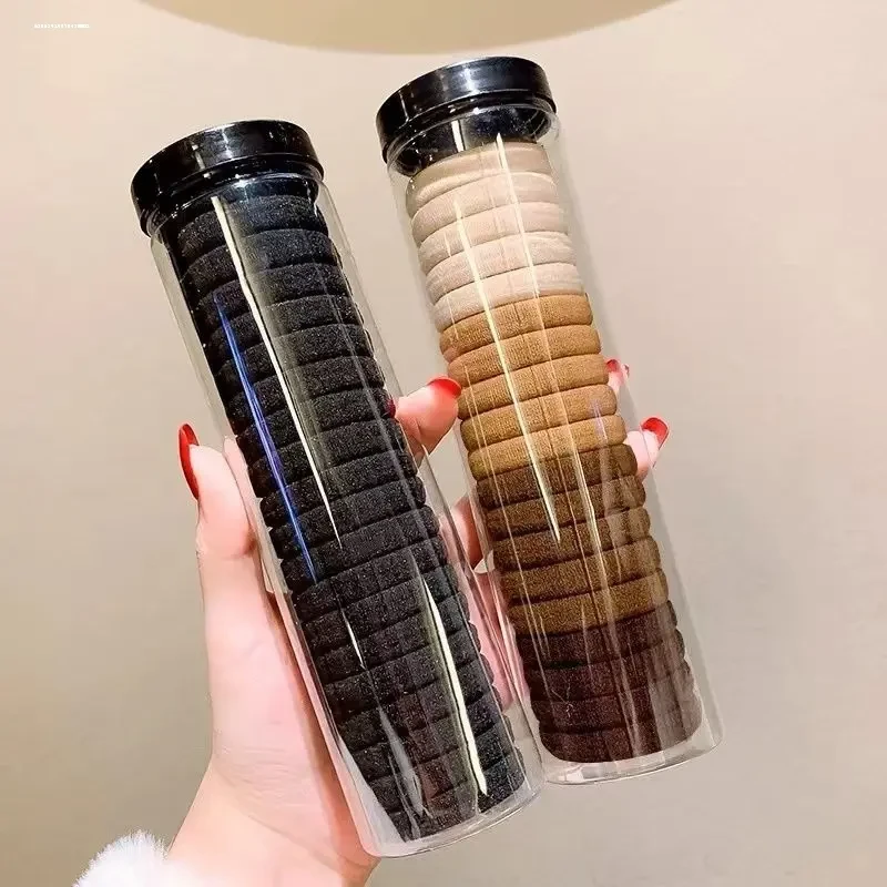 马尾丸子头高品质ins无接缝高弹力发圈简约耐用罐装头绳固定高级