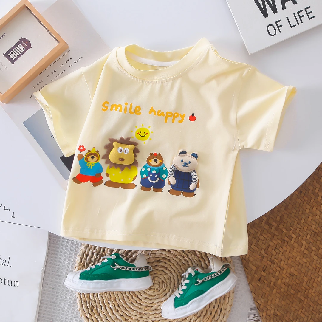 帅气男童夏装2025新款韩版夏季宝宝短袖T恤炸街中小童洋气上衣