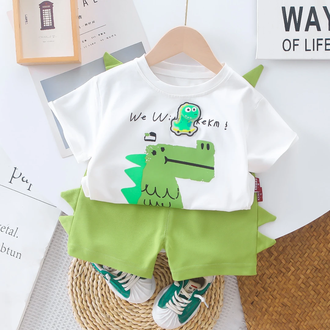 帅气男童夏装2025新款韩版夏季宝宝短袖套装炸街中小童洋气两件套