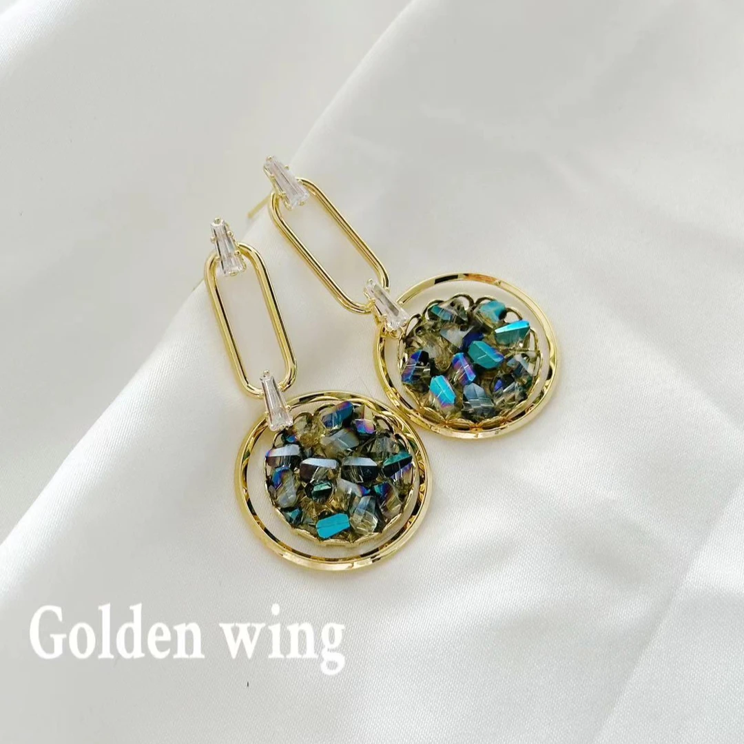铜合金锆石耳饰 Golden wing欧美风大气轻奢高级感星河耳饰1114