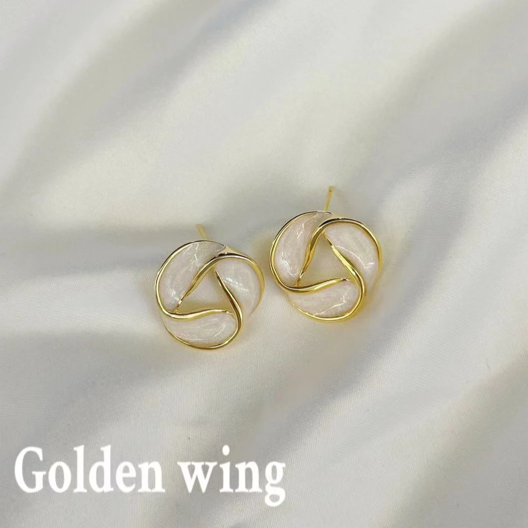 铜合金硅胶耳饰 Golden wing高级感小众扭曲圆圈耳饰1120