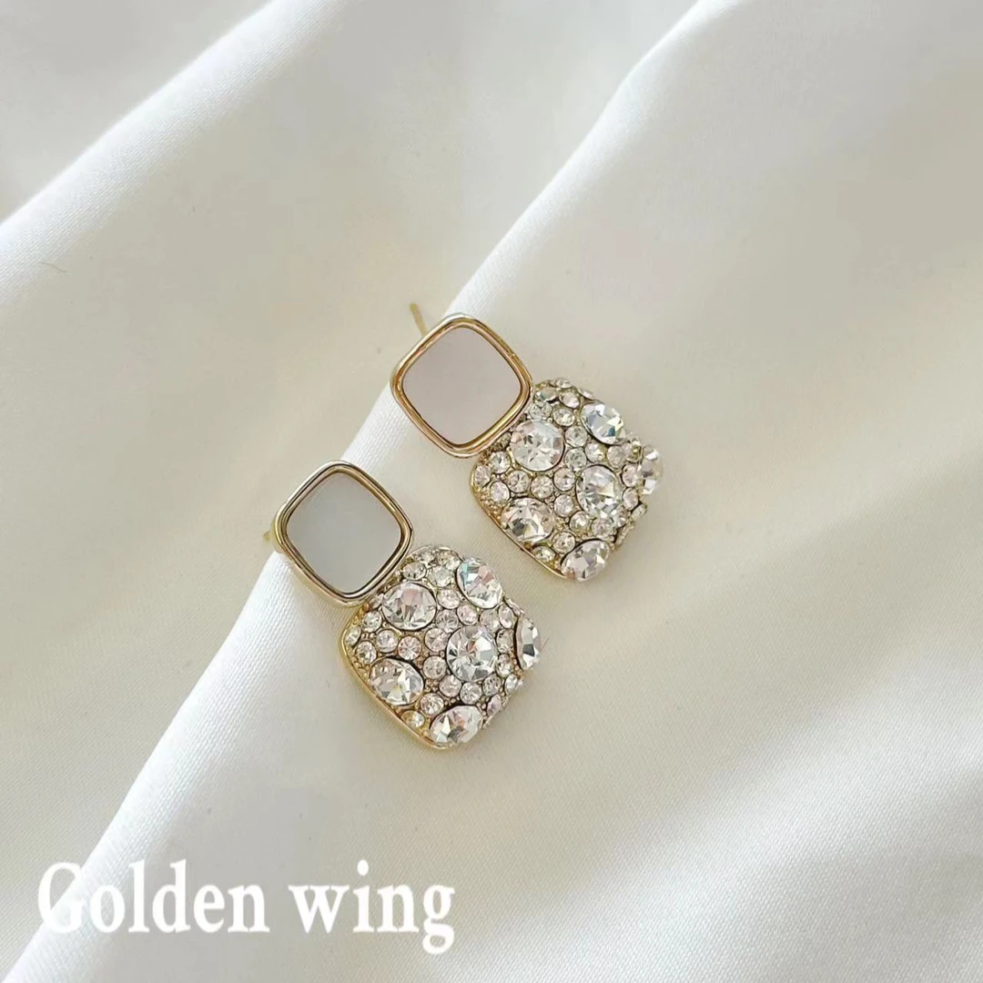 铜合金合成锆石耳饰 Golden wing法式浪漫满天星高级感耳饰1061