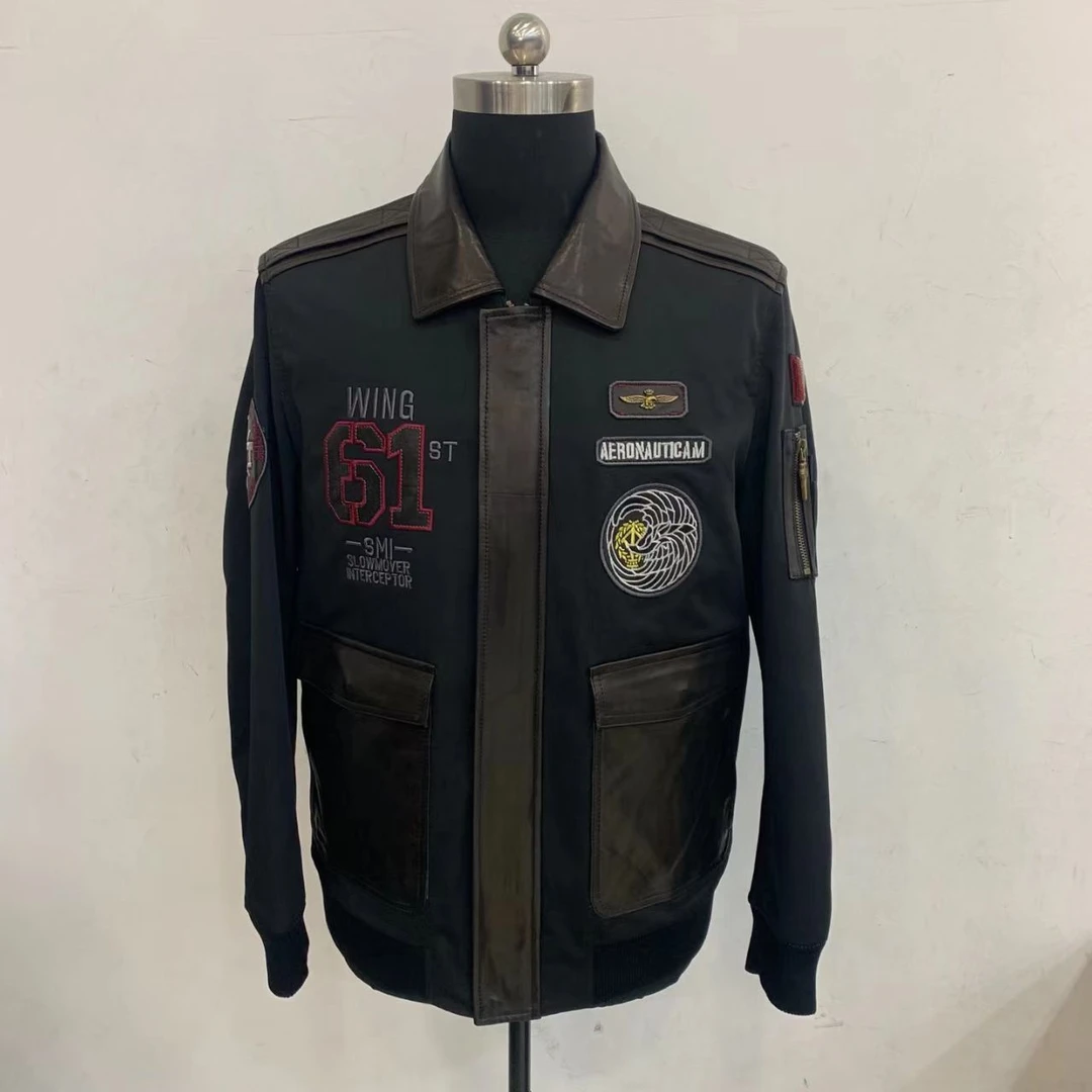 2100-男士山羊皮刺绣皮衣