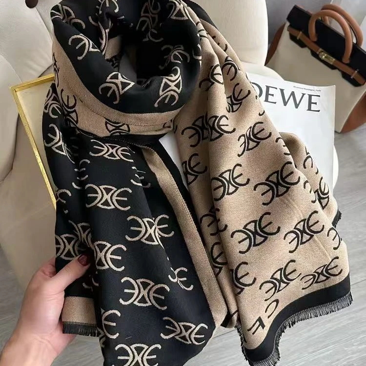 气质双面网红高档围巾秋冬季时尚长款ins小香风韩版百搭保暖披肩