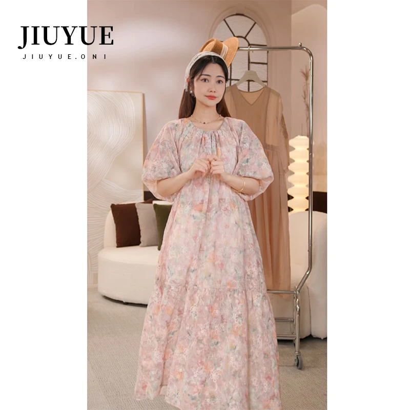 九月Oni【蝶恋花】绣花连衣裙女白色宽松超显瘦法式C209B24