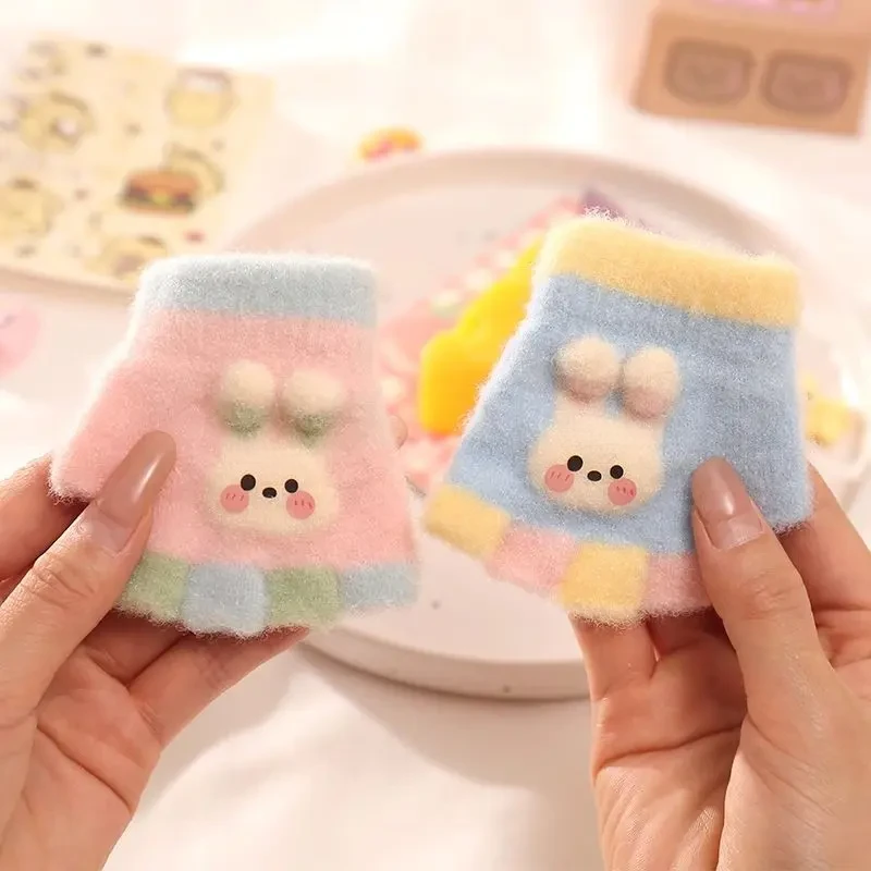 宝宝卡通半指手套冬天保暖0--3岁小童幼儿童冬季露指针织保暖cxc