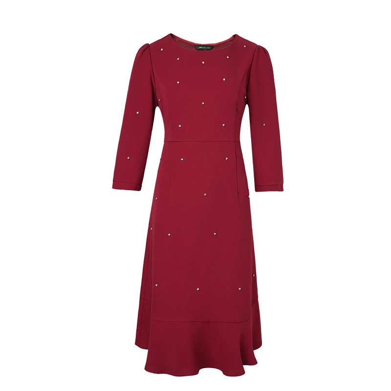 7344大码女装2024秋季时尚优雅气质休闲百搭显瘦鱼尾连衣裙