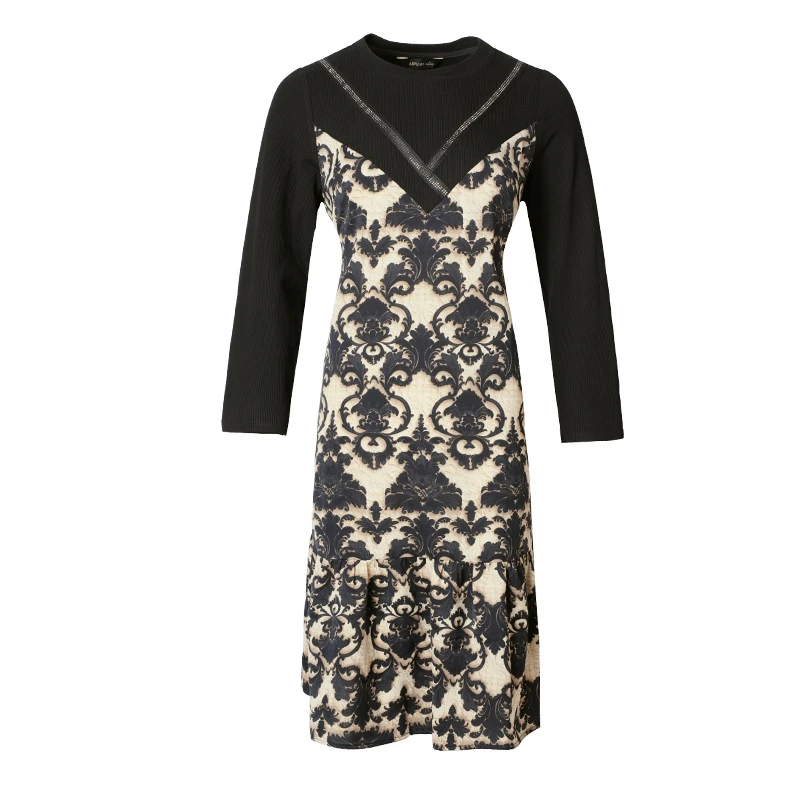 21656大码女装2024年秋季胖mm设计感拼接连衣裙时尚显瘦中长裙