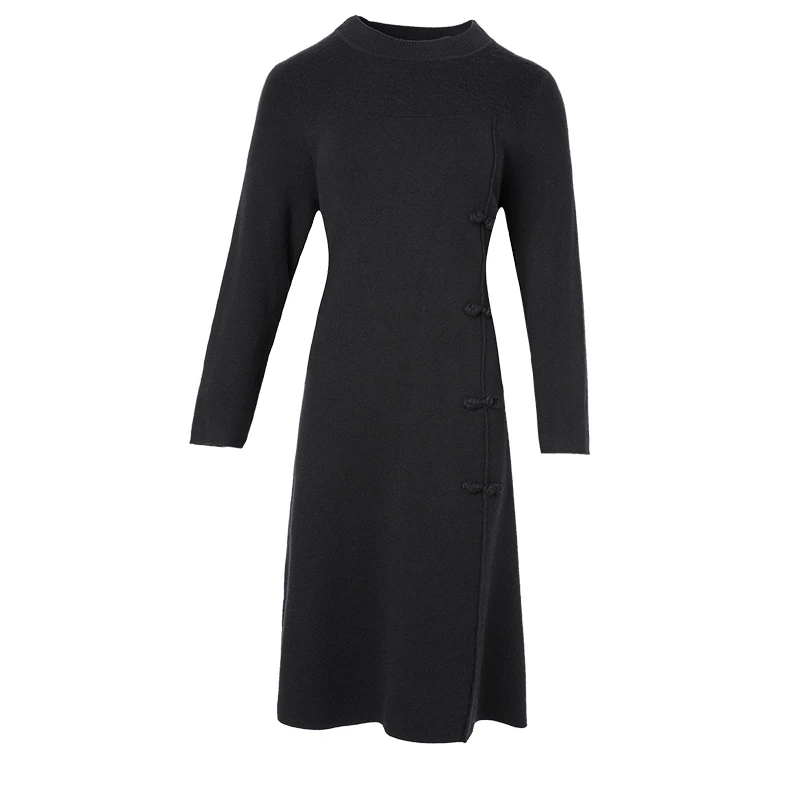 7729大码女装2024秋季时尚优雅气质圆领休闲百搭显瘦连衣裙