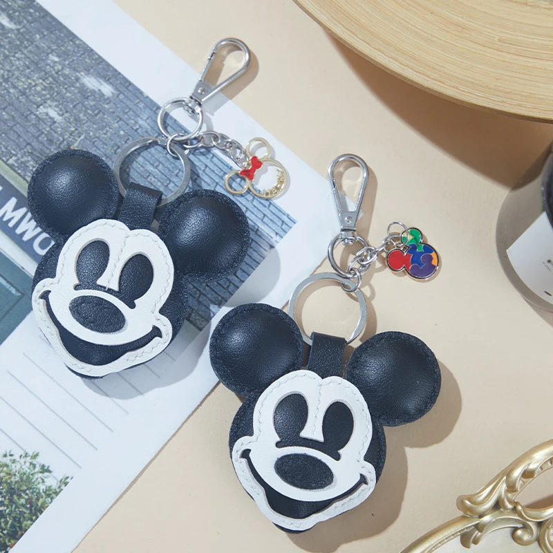 裁鱼手作圣诞节日礼物diy材料包头层羊皮自制米奇头钥匙链包挂件