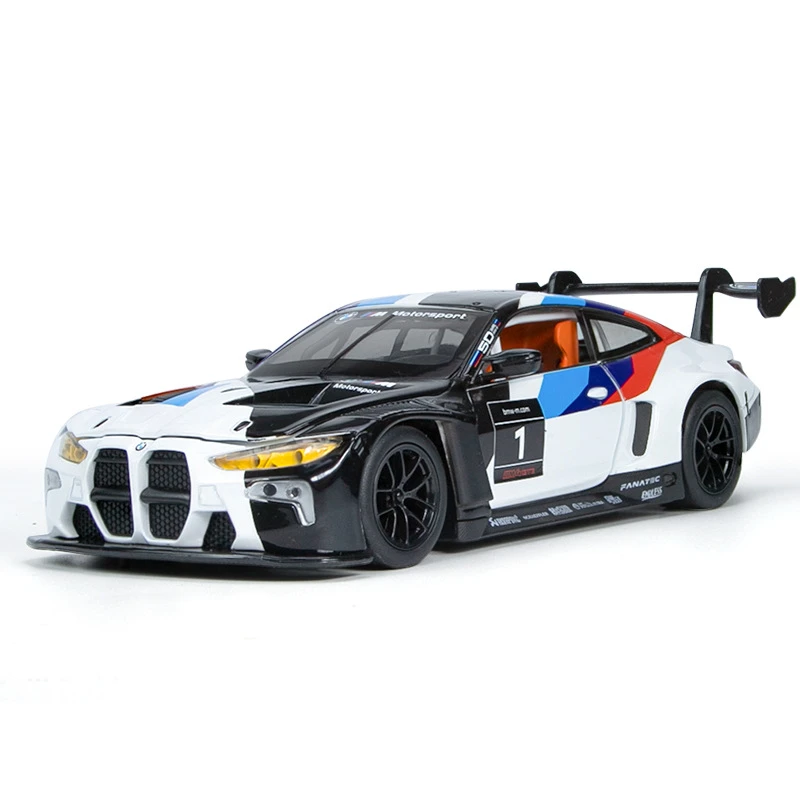 1/24M4 GT3仿真合金车模型避震灯光转向儿童玩具摆件礼品