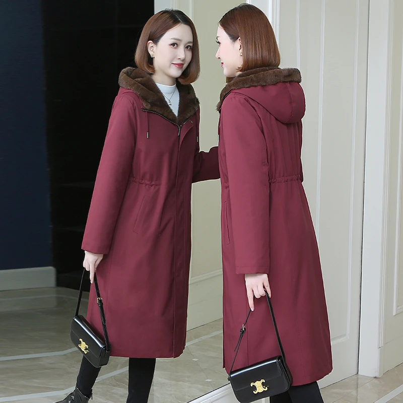 （一衣四穿）貂绒派克服女中长款2025加厚内胆可拆卸海宁貂绒尼克服