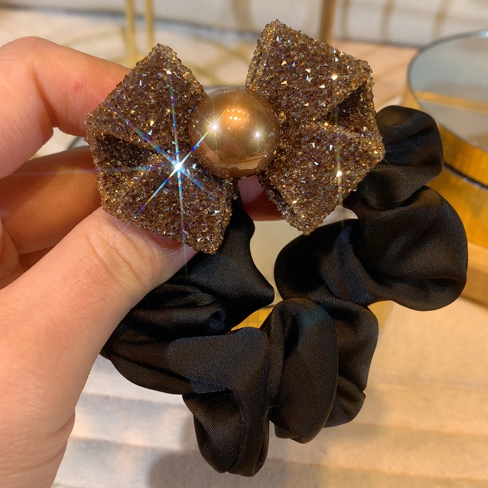 东大门新品发绳气质轻奢蝴蝶结发圈发饰皮筋简约发绳满钻精致韩版