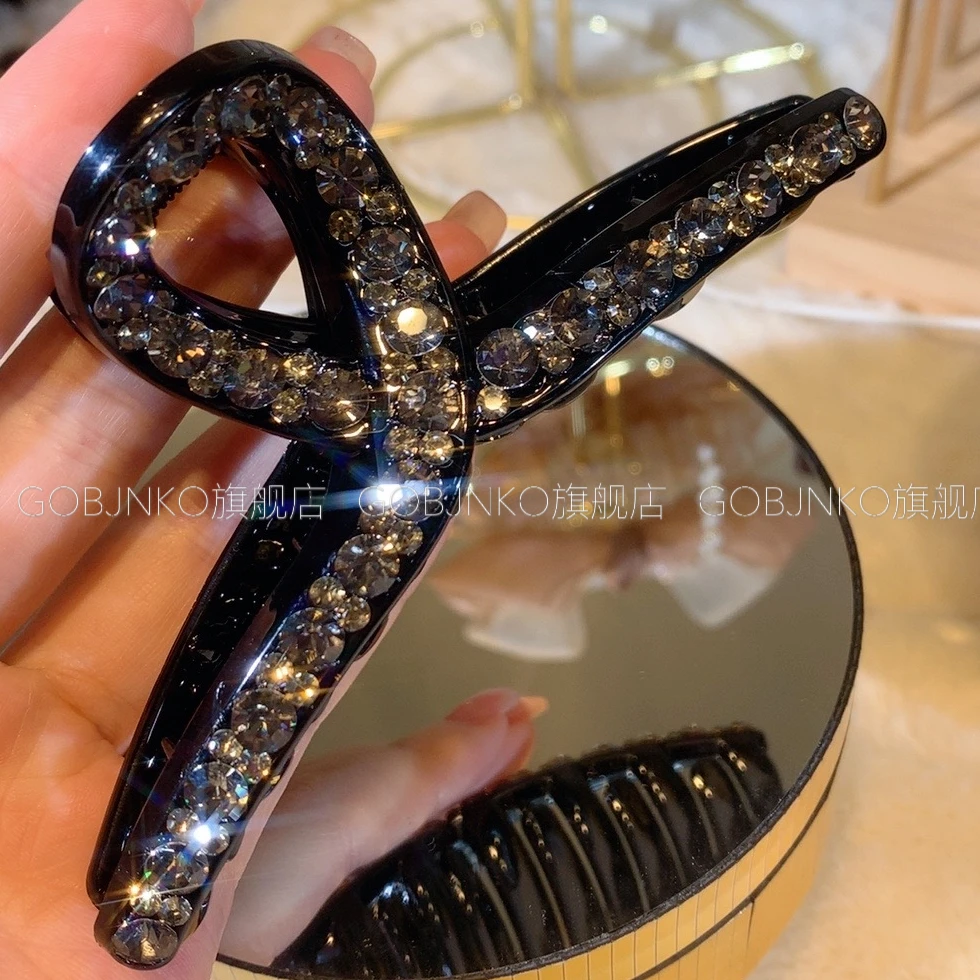 韩版新品大抓夹12厘米发夹气质网红轻奢时尚百搭发卡简约满钻百搭